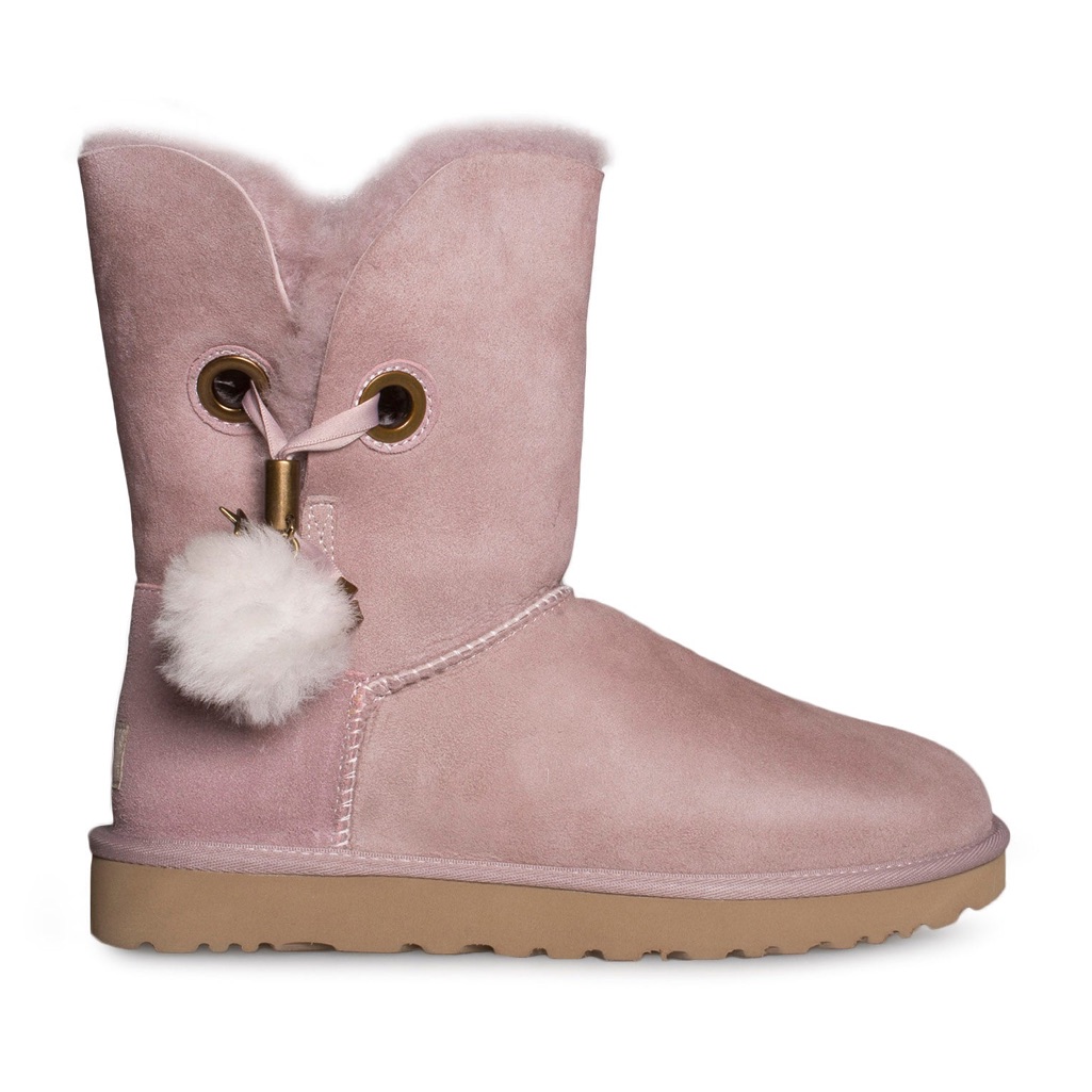 Ugg Irina Star Charm In Dusk Suede Boots With Pom Pom Size 4